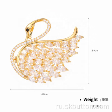 Sanko STRASS Swan Pearl Designer Brooch Pins
